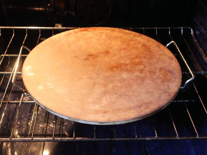 Picture of pizza stone in oven