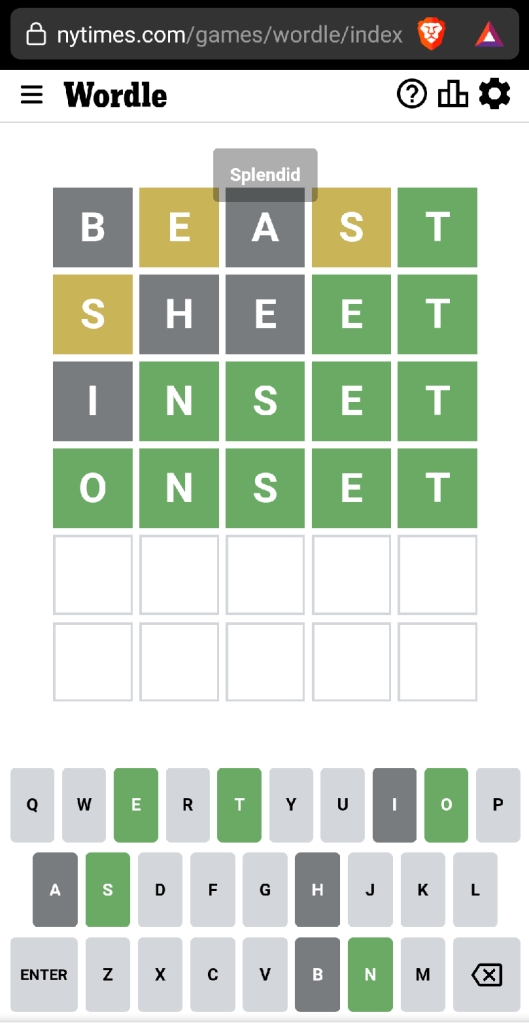 Wordle #437 game board