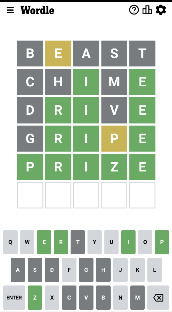 Wordle #438 Game board