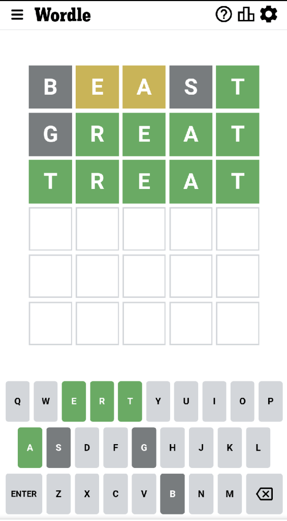 Wordle #427 game board