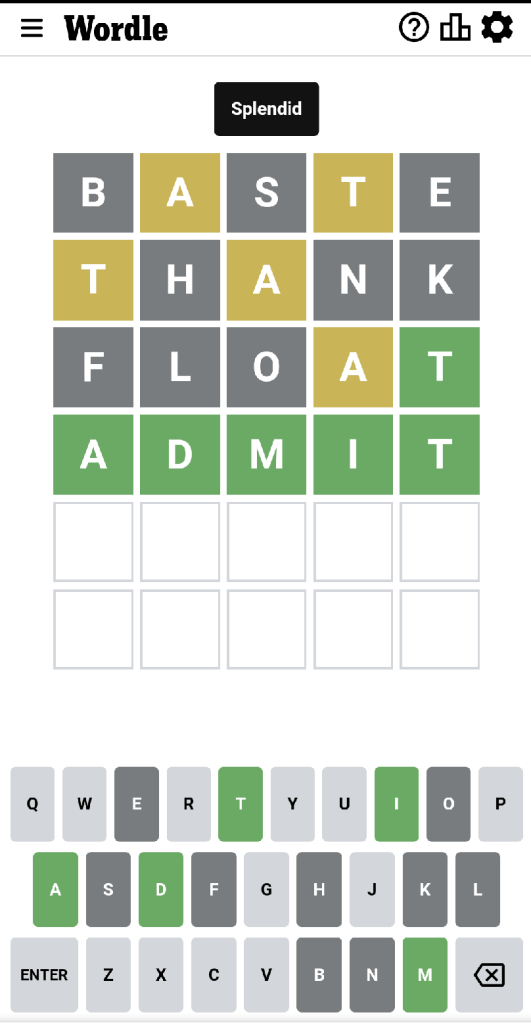 Wordle #463 game board