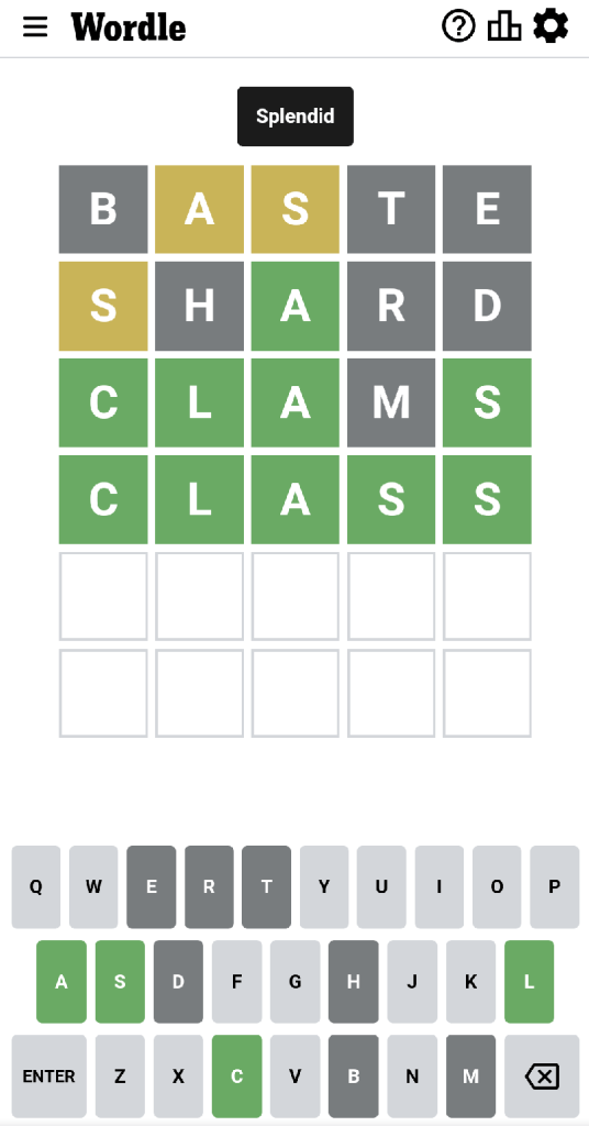 Wordle #446 game board 