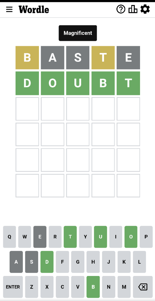 Wordle #453 game board