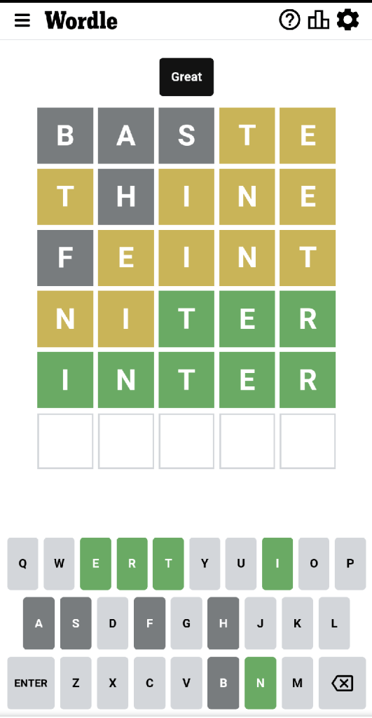 Wordle #442 game board