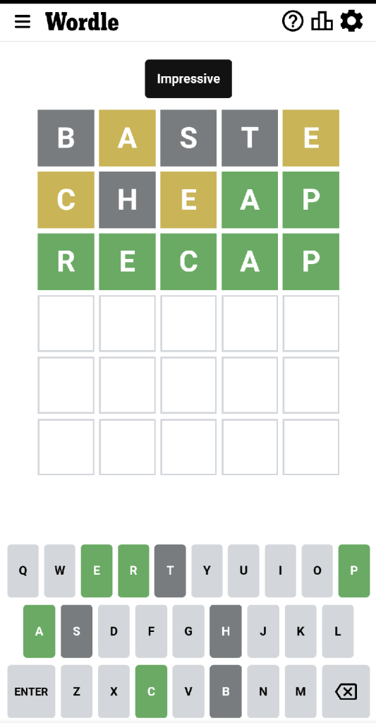 Wordle #459 game board