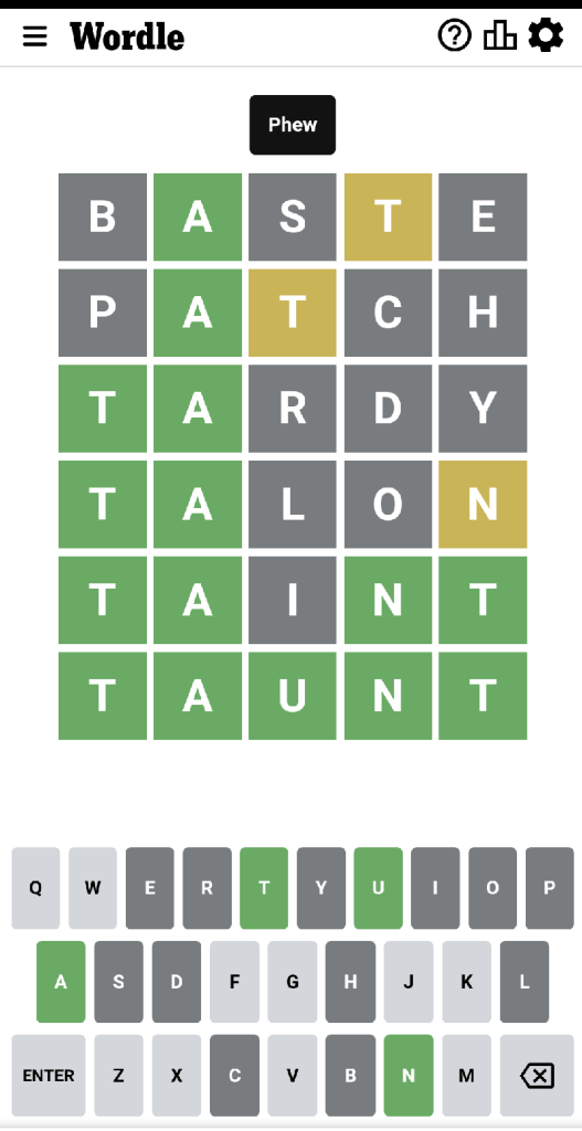 Wordle #444 game board