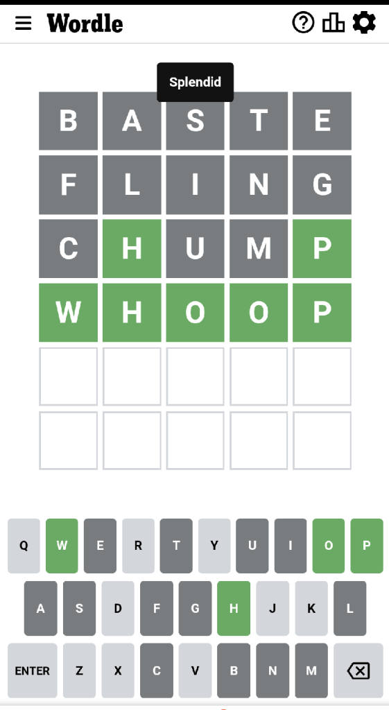 Wordle #443 game board