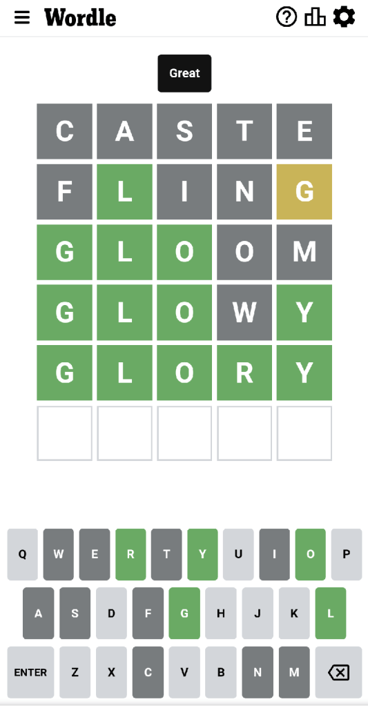 Wordle #461 game board