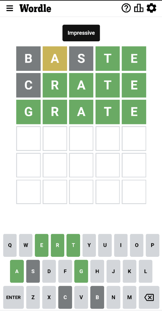 Wordle #462 game board