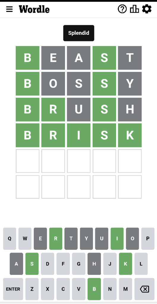 Wordle #464 game board
