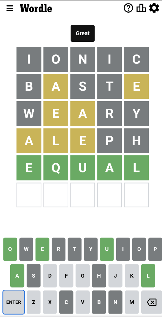 Wordle $481 game board