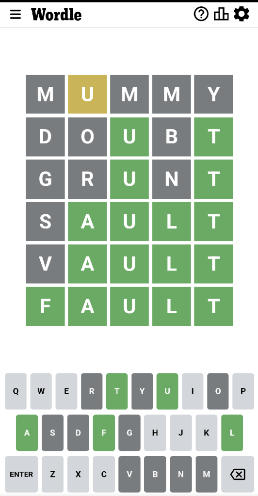 Wordle #492 game board