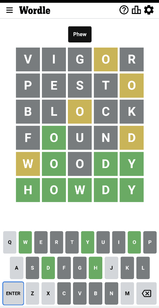 Wordle #477 Game board