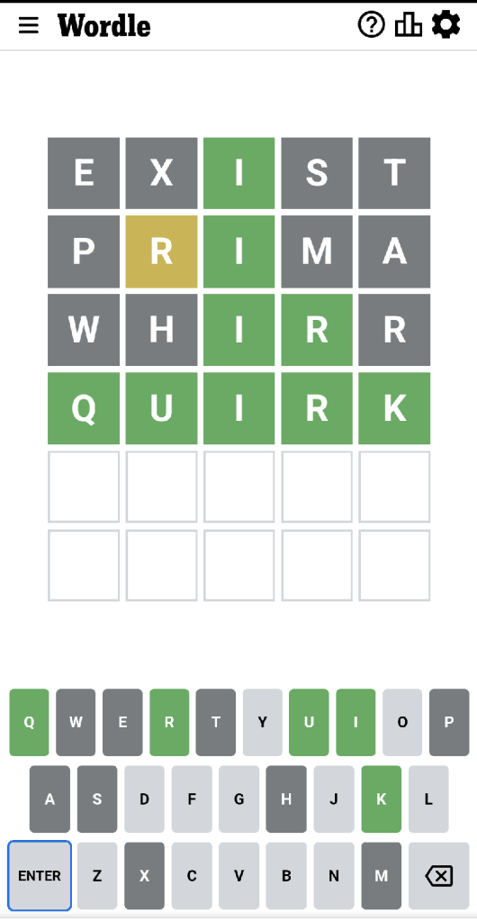 Wordle #487 game board