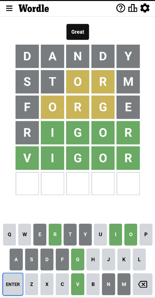 Wordle #476 game board