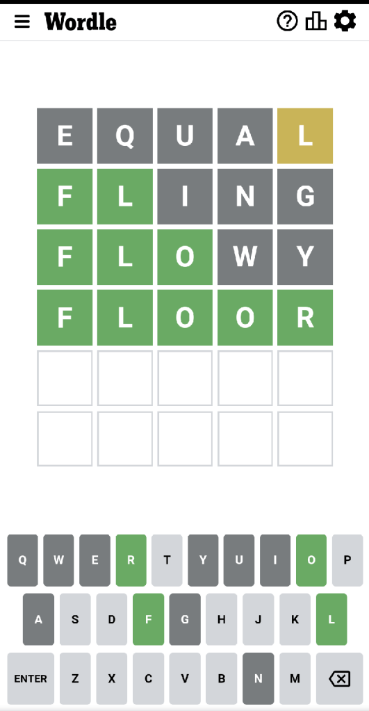 Wordle #482 game board