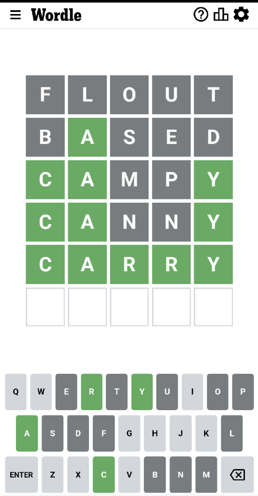 Wordle #495 game board