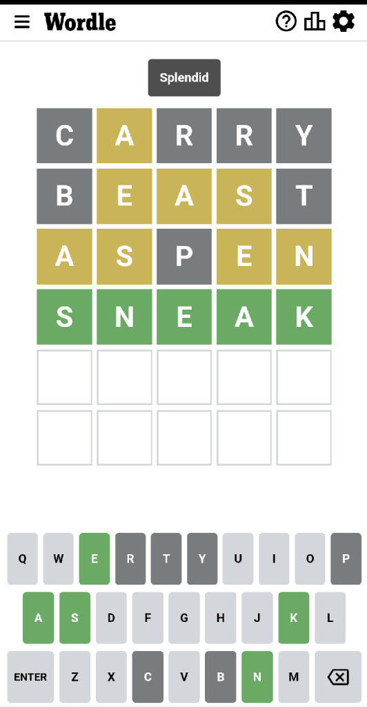 Wordle #496 game board