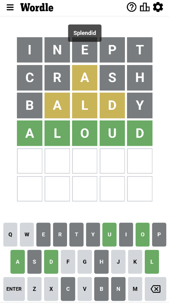 Wordle #502 Game board