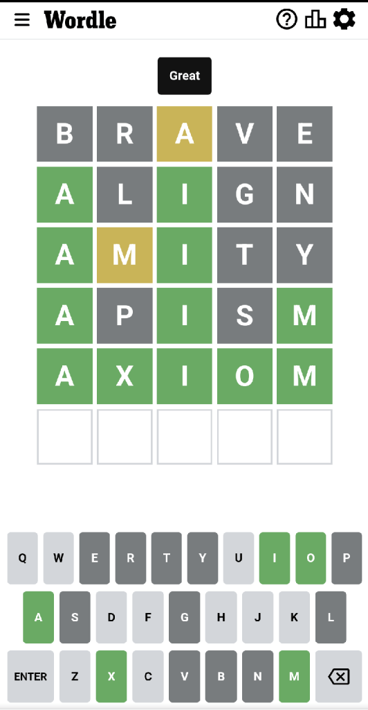 Wordle #520 game board