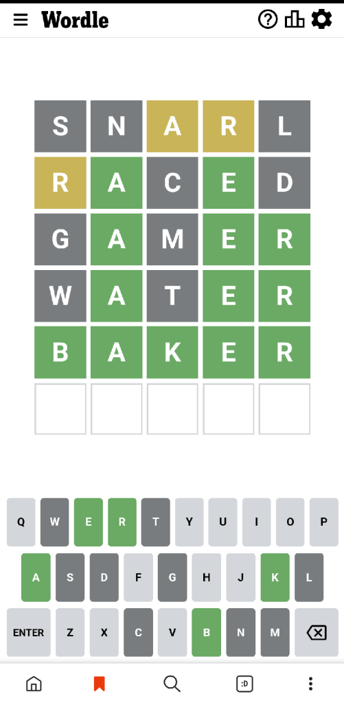 Wordle #515 game board