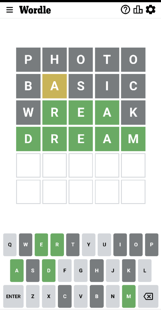 Wordle #504 game board