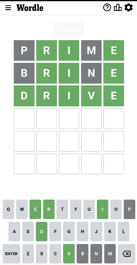 Wordle #422 game board.