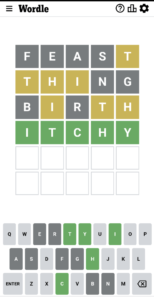 Wordle #524 game board