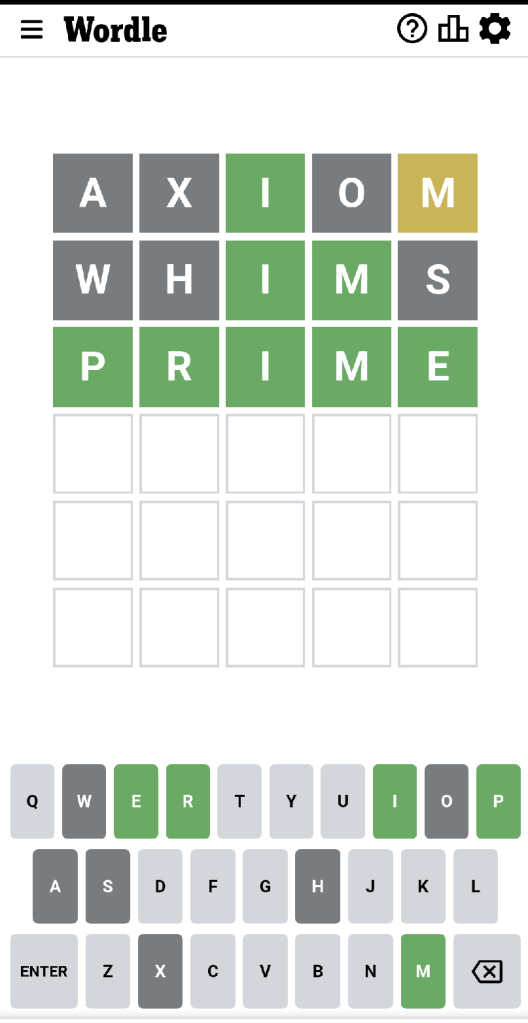 Wordle #521 game board