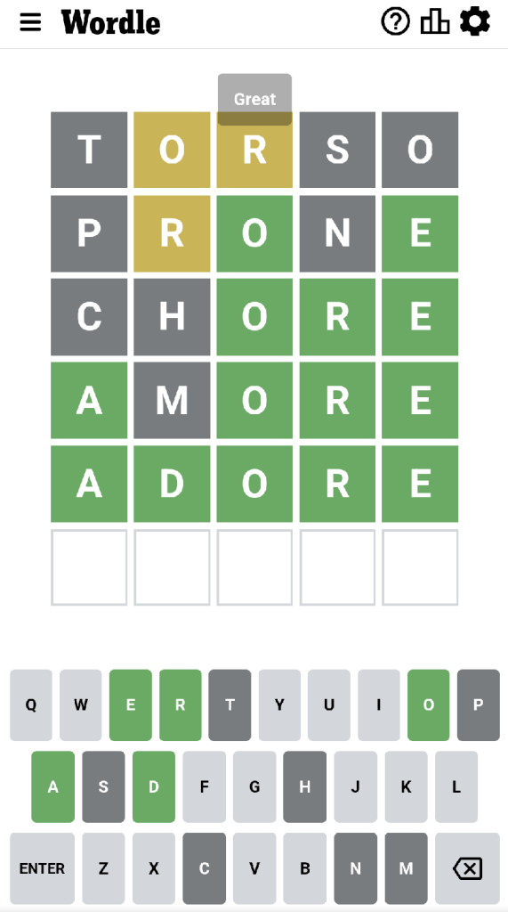 Wordle #533 game board