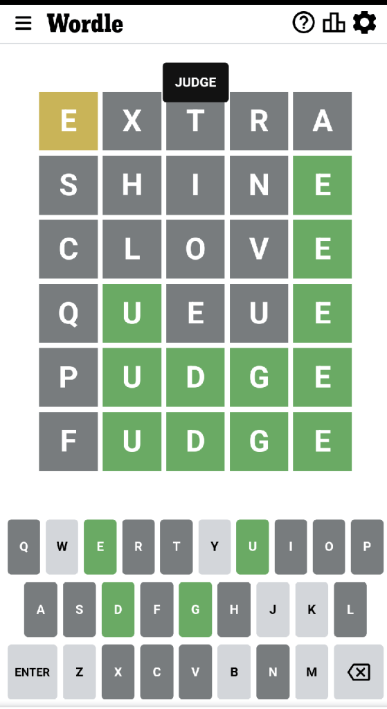 Wordle #555 game board