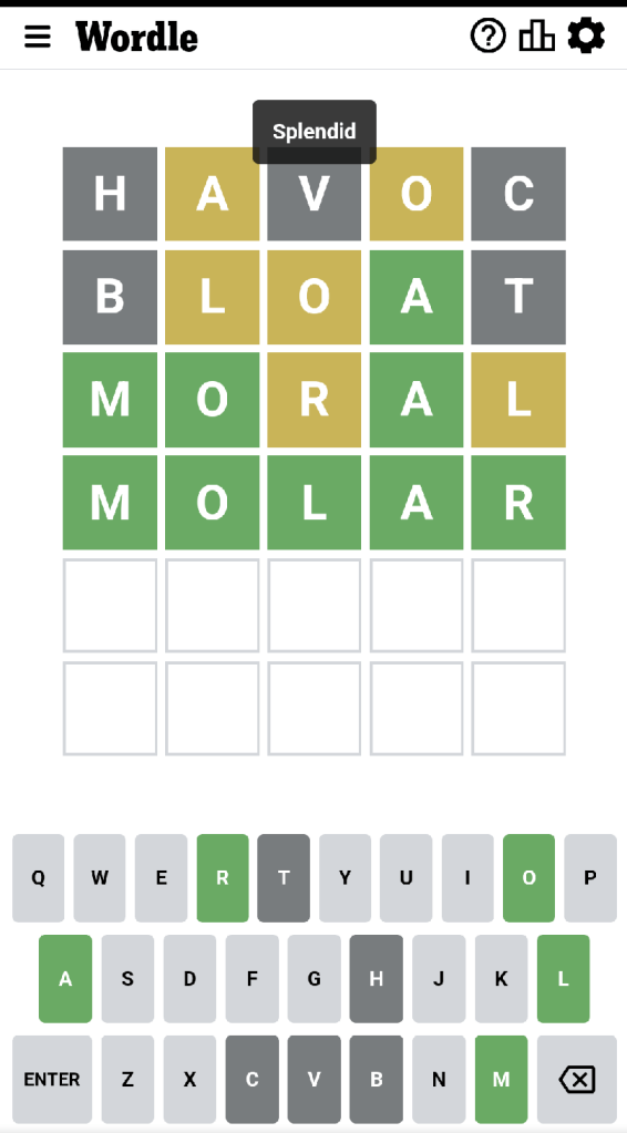 Wordle #559 game board