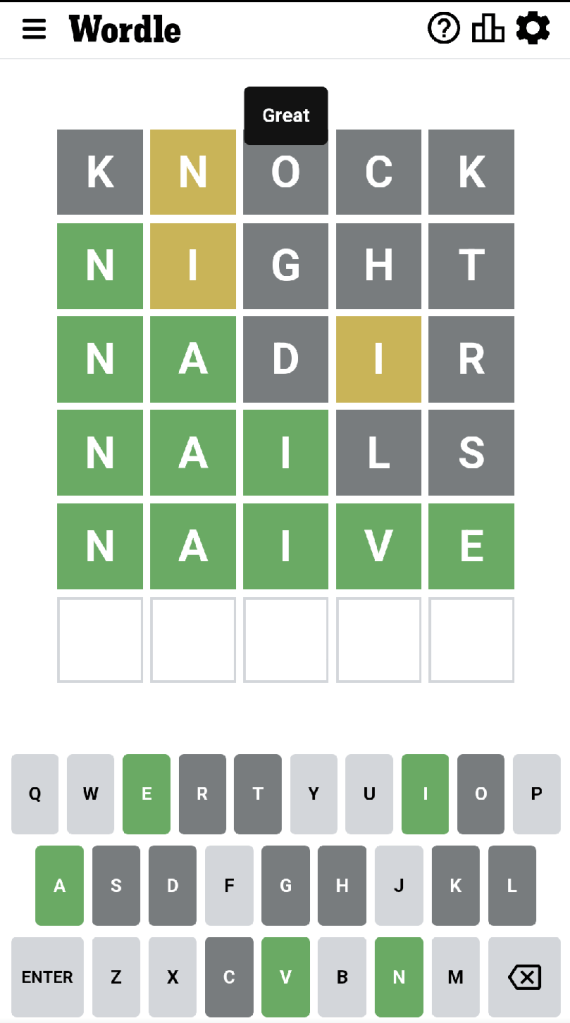 Wordle #540 game board