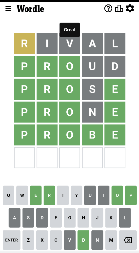 Wordle #545 game board