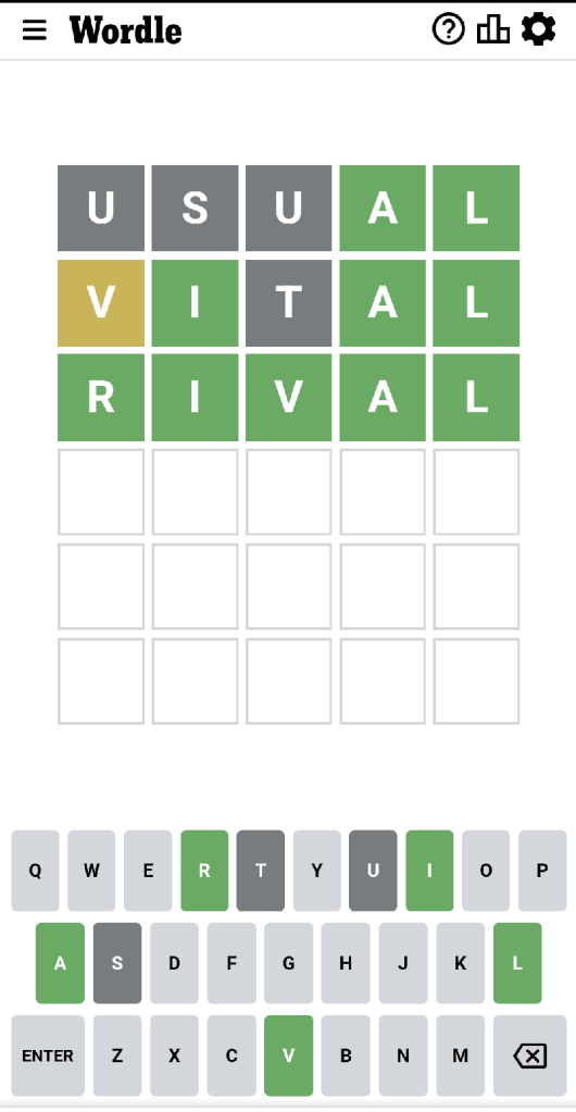 Wordle #544 game board