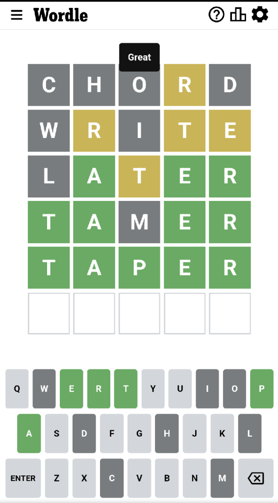 Wordle #547 game board