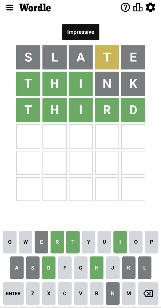 Wordle #549 game board