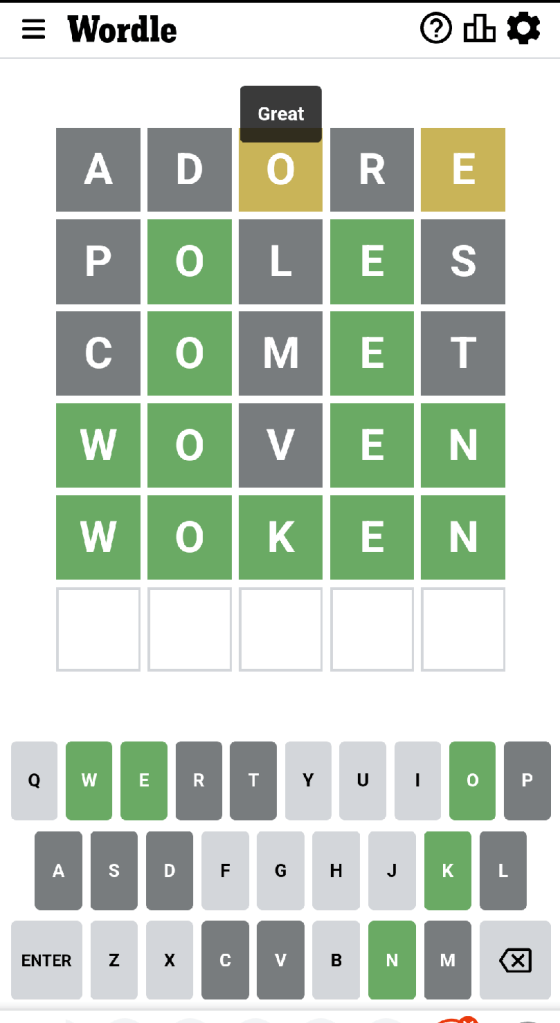 Wordle #534 game board