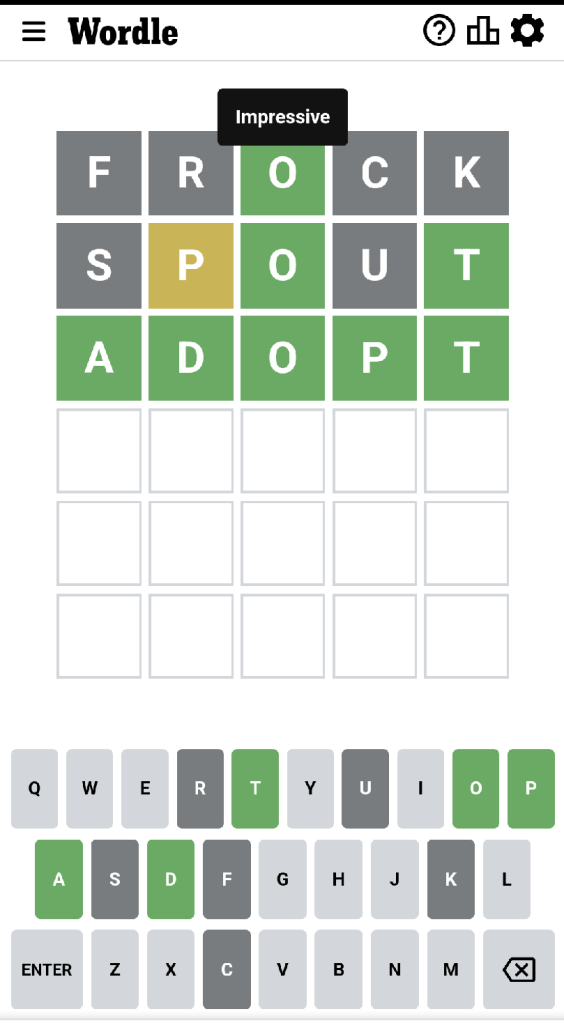 Wordle #577 game board