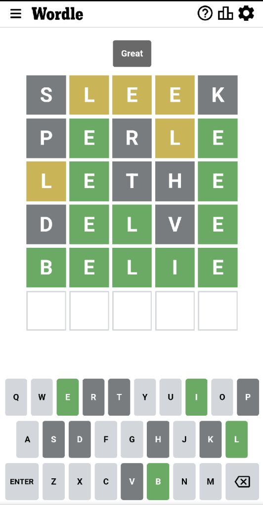 Wordle #566 game board
