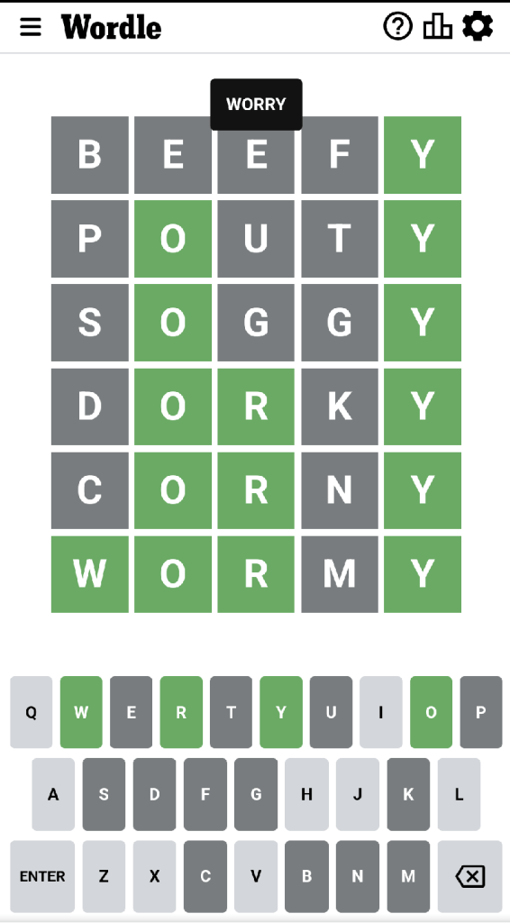Wordle #587 game board