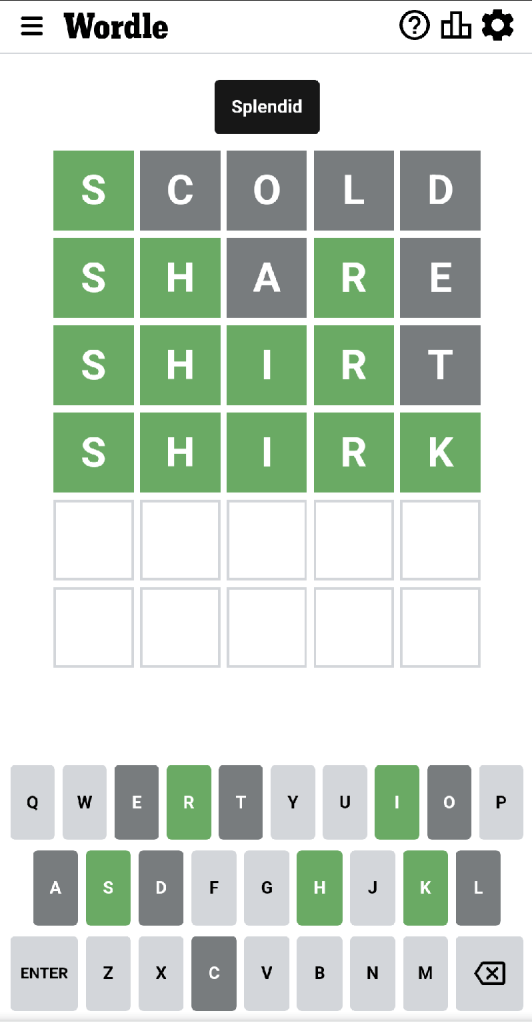 Wordle #593 game board