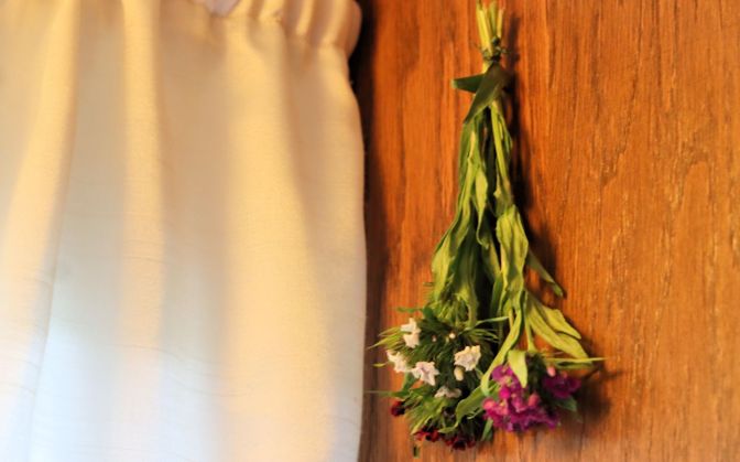 Sweet William drying on a nail by the kitchen window