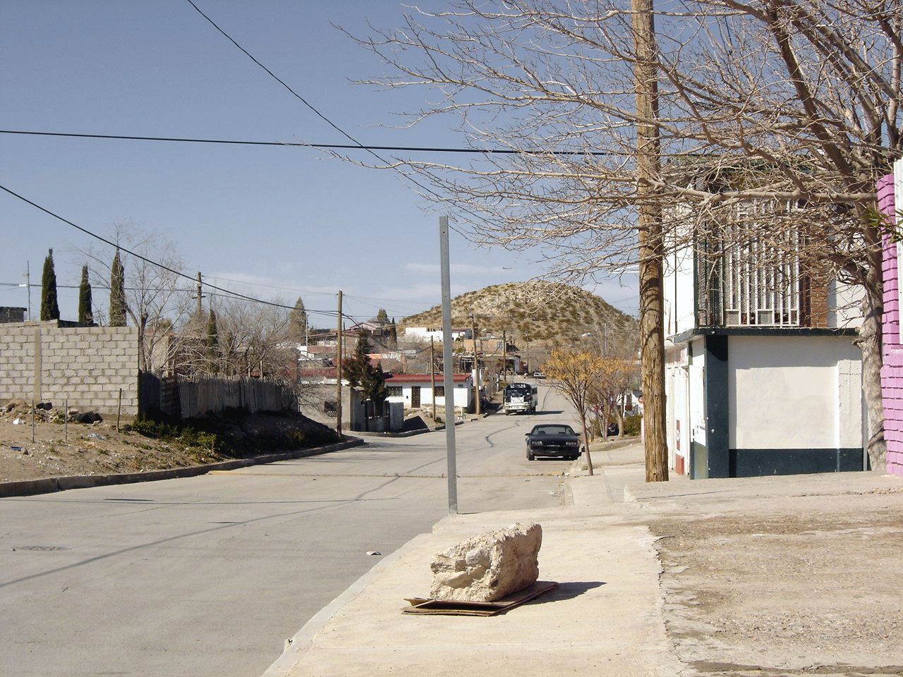Rock, mountains, street, Juarez Mexico