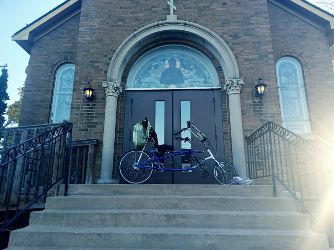 Bicycle in front of church