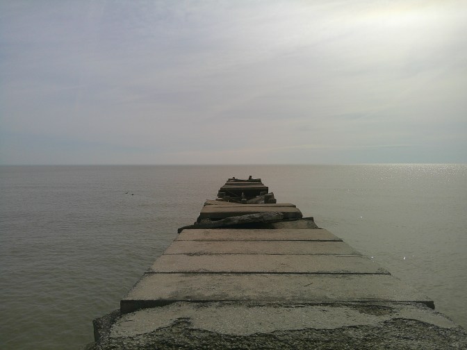 Broken pier Wind Point Lake Michigan
